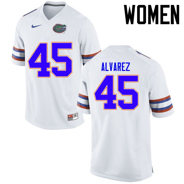Florida Gators Women #45 Carlos Alvarez College Football Jerseys White
